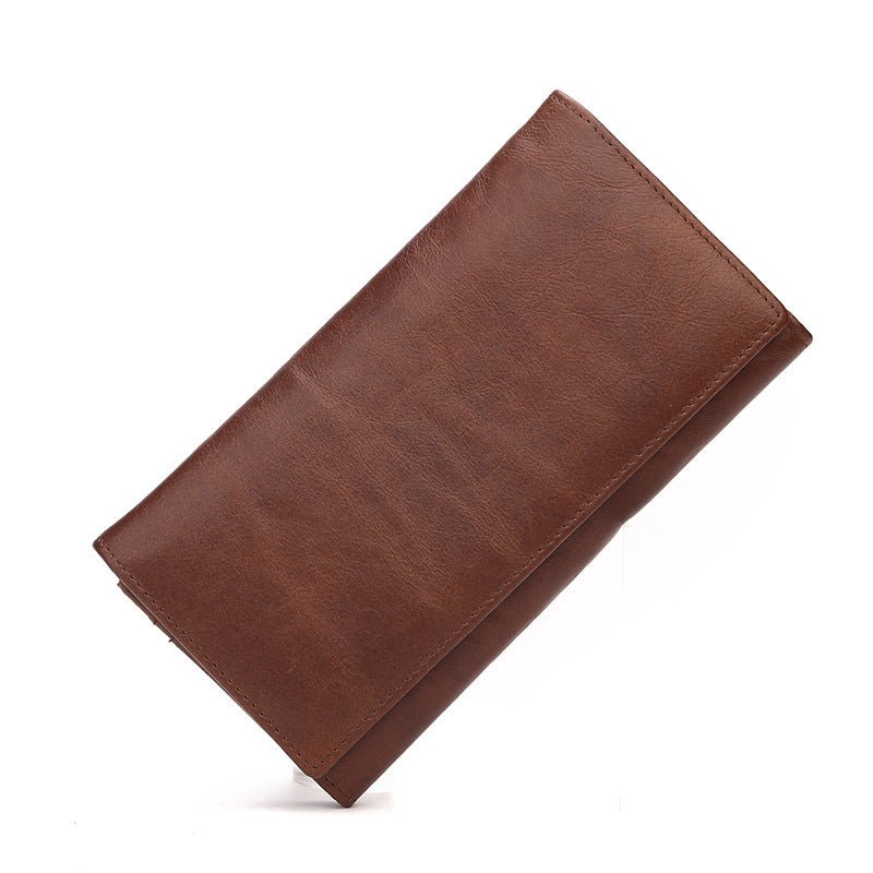 First Layer Leather Wallet Long Vintage Oil Wax - Elora Moda