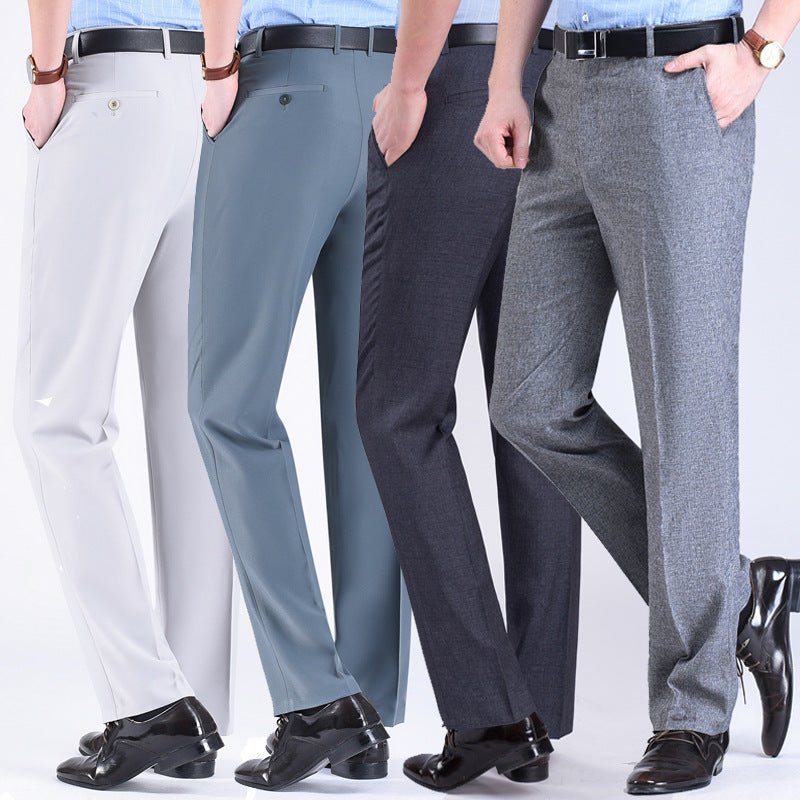 Men's Suit Pants High Waist Loose Business Formal Wear - Elora Moda