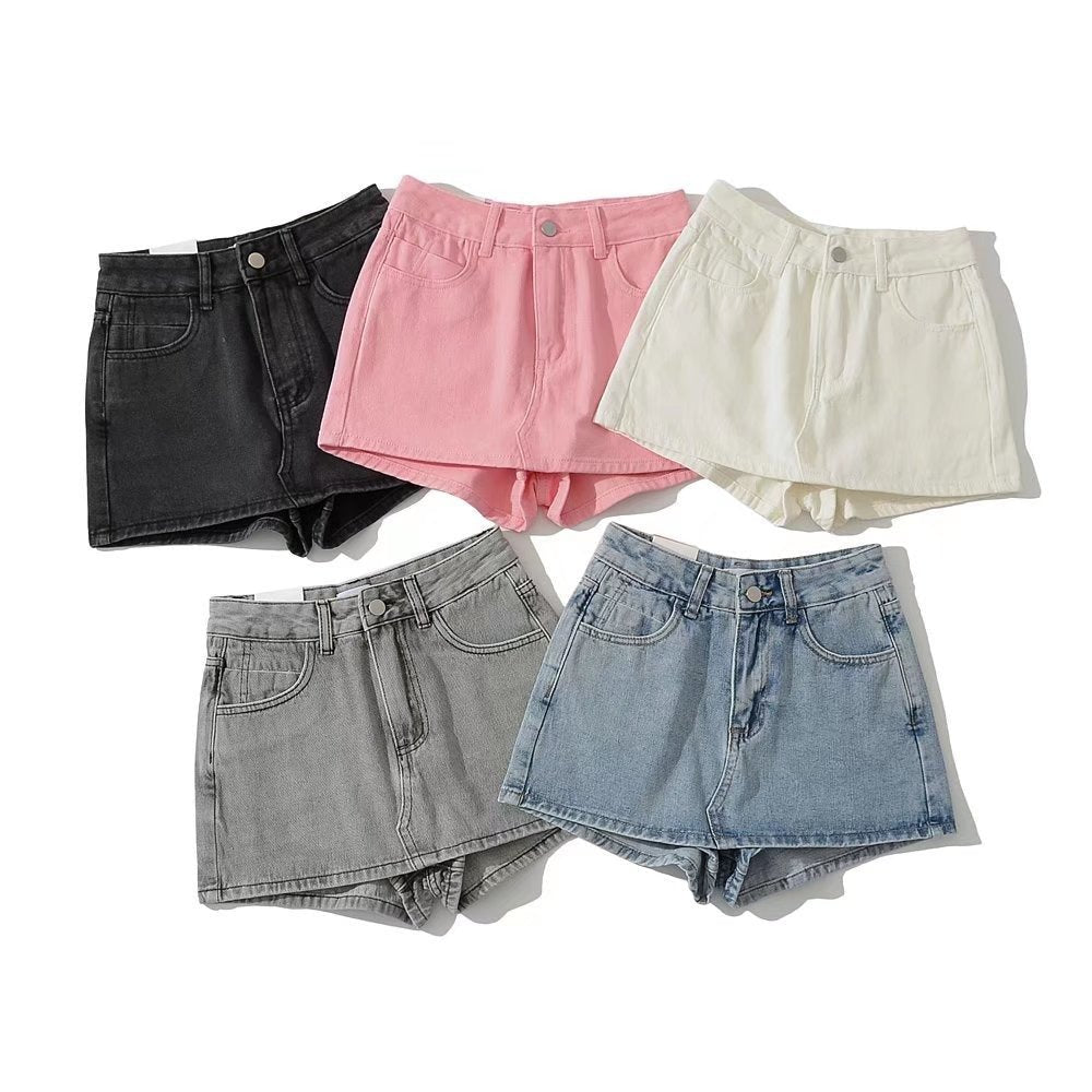 Sheath Ultra Short Denim Skirted Leggings Anti - exposure Underpants Denim European And American - Elora Moda