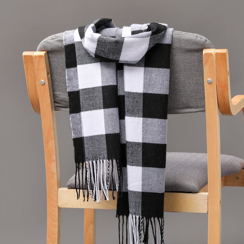 British Plaid Imitation Cashmere with Tassels Men's Scarf - Elora Moda