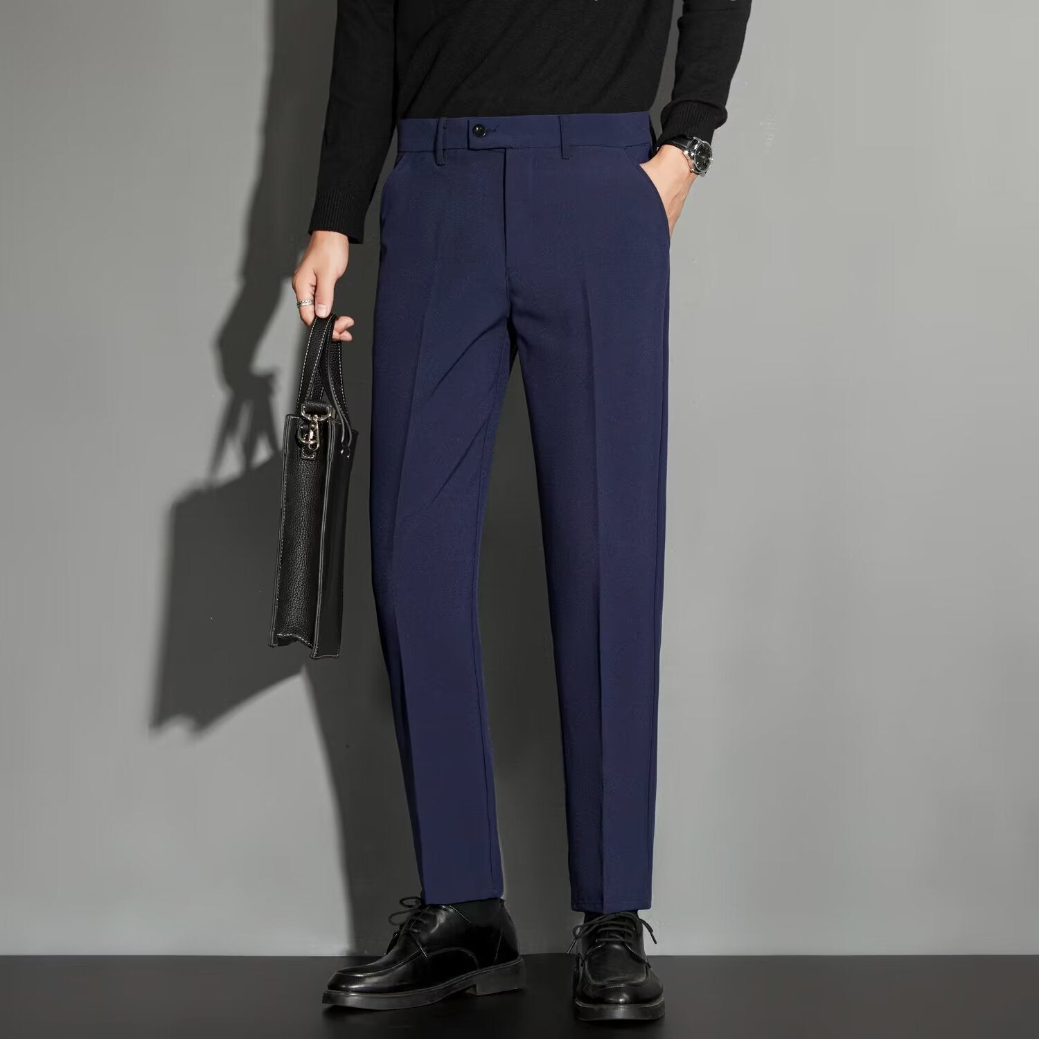 Spring Draping Effect Straight All - matching Ankle - length Suit Pants - Elora Moda