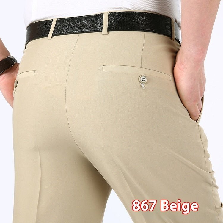 Men's Suit Pants High Waist Loose Business Formal Wear - Elora Moda