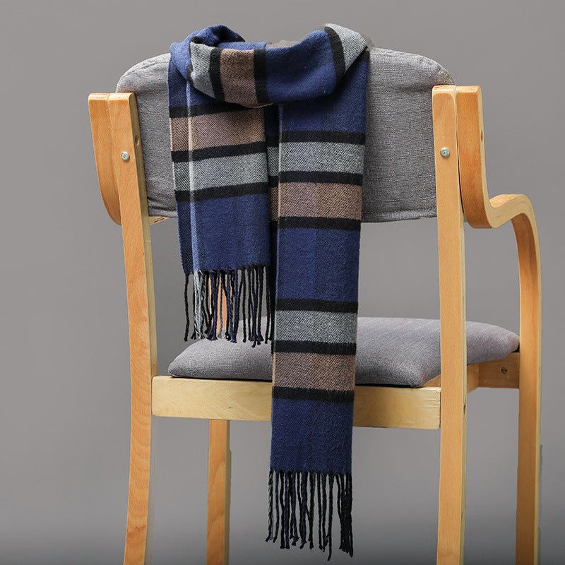 British Plaid Imitation Cashmere with Tassels Men's Scarf - Elora Moda