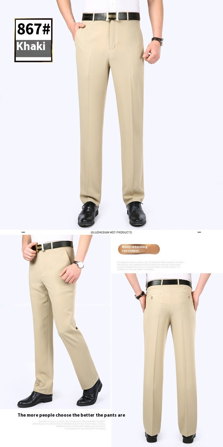Men's Suit Pants High Waist Loose Business Formal Wear - Elora Moda
