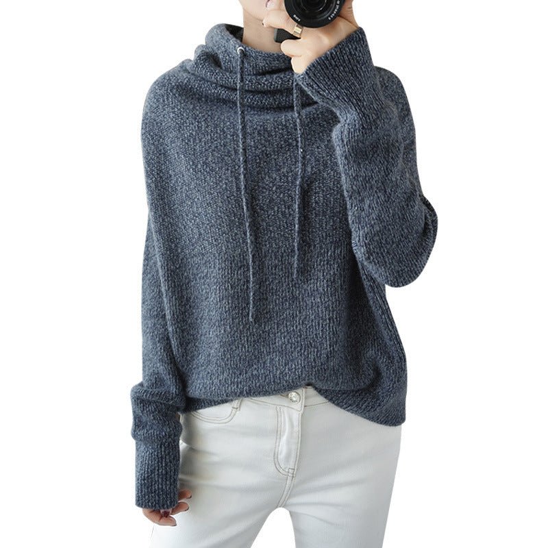 Women Solid Color Loose Thick Pullover - Elora Moda