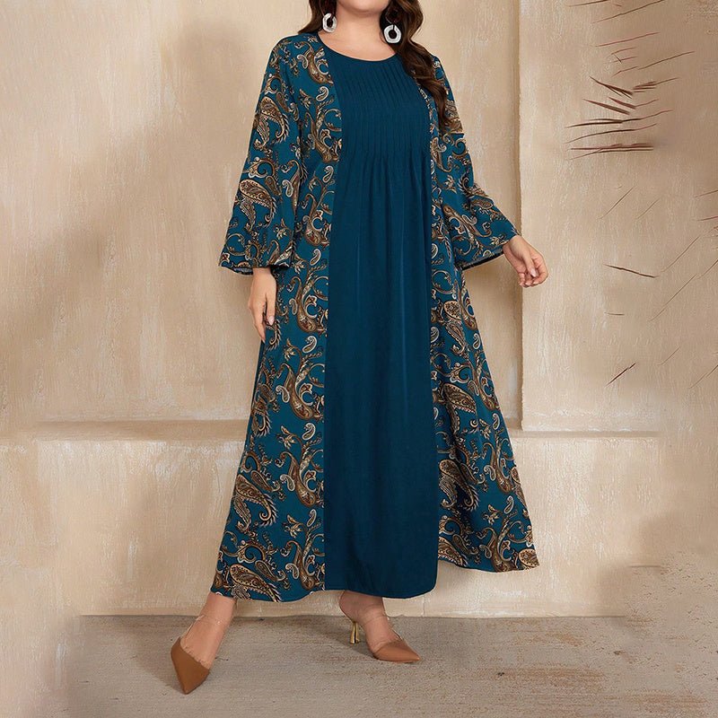 Boho Collection: Women's Dress Plus Size Floral Printed Maxi - Elora Moda