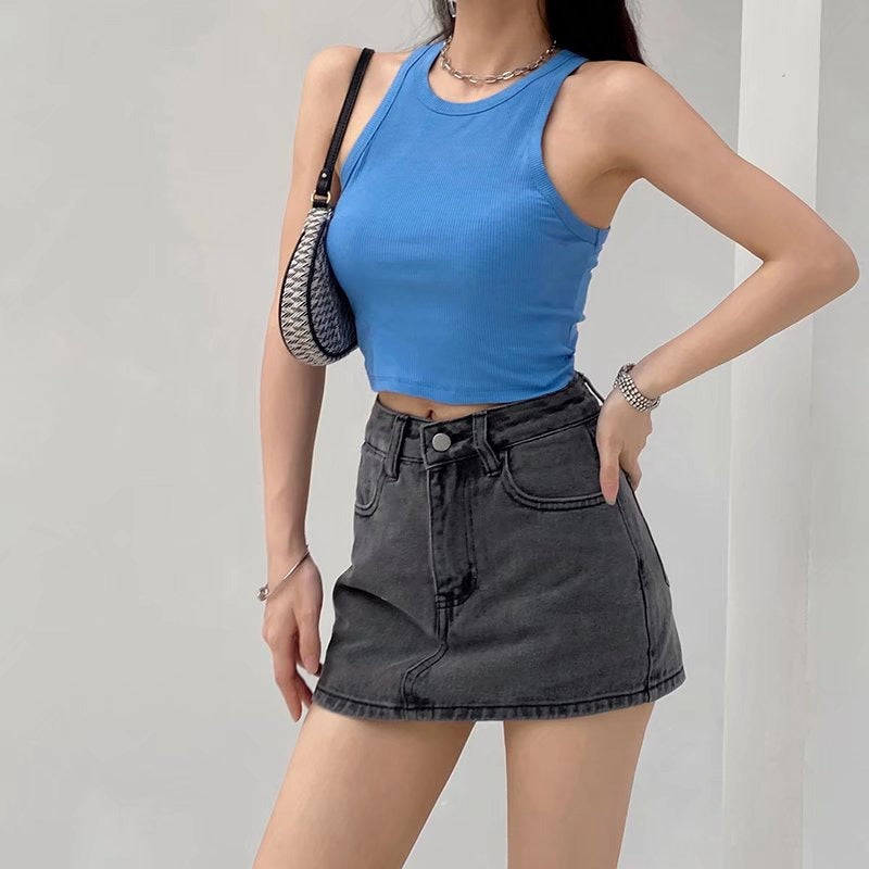 Sheath Ultra Short Denim Skirted Leggings Anti-exposure Underpants Denim European And American