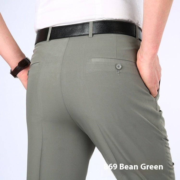 Men's Suit Pants High Waist Loose Business Formal Wear - Elora Moda