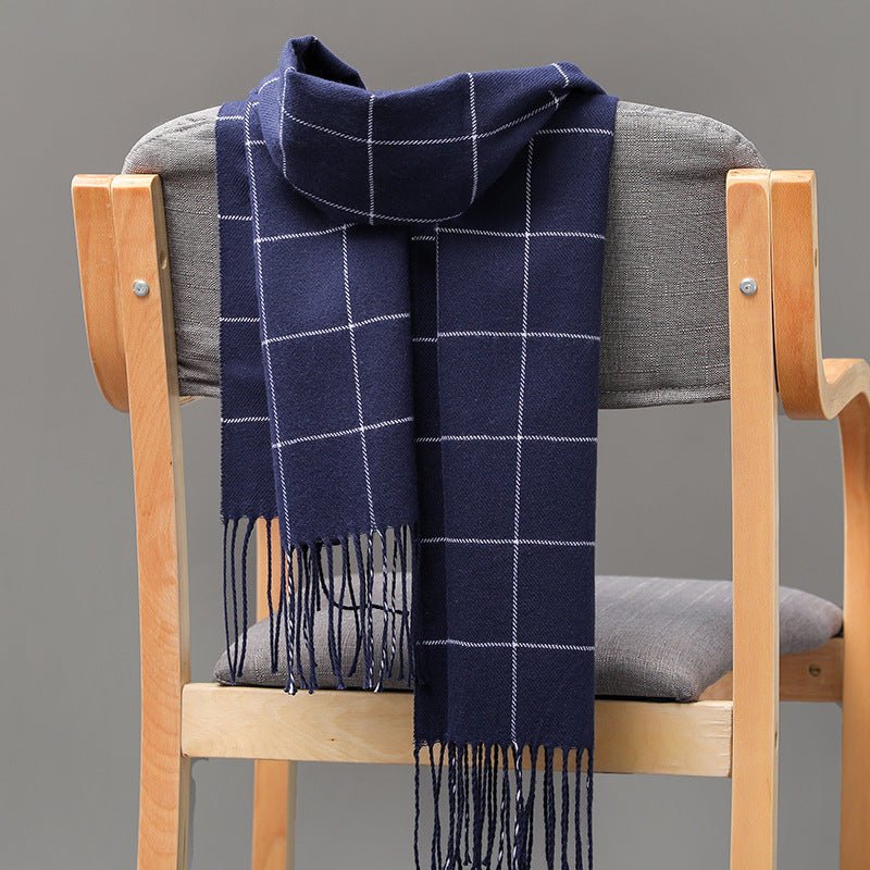 British Plaid Imitation Cashmere with Tassels Men's Scarf - Elora Moda