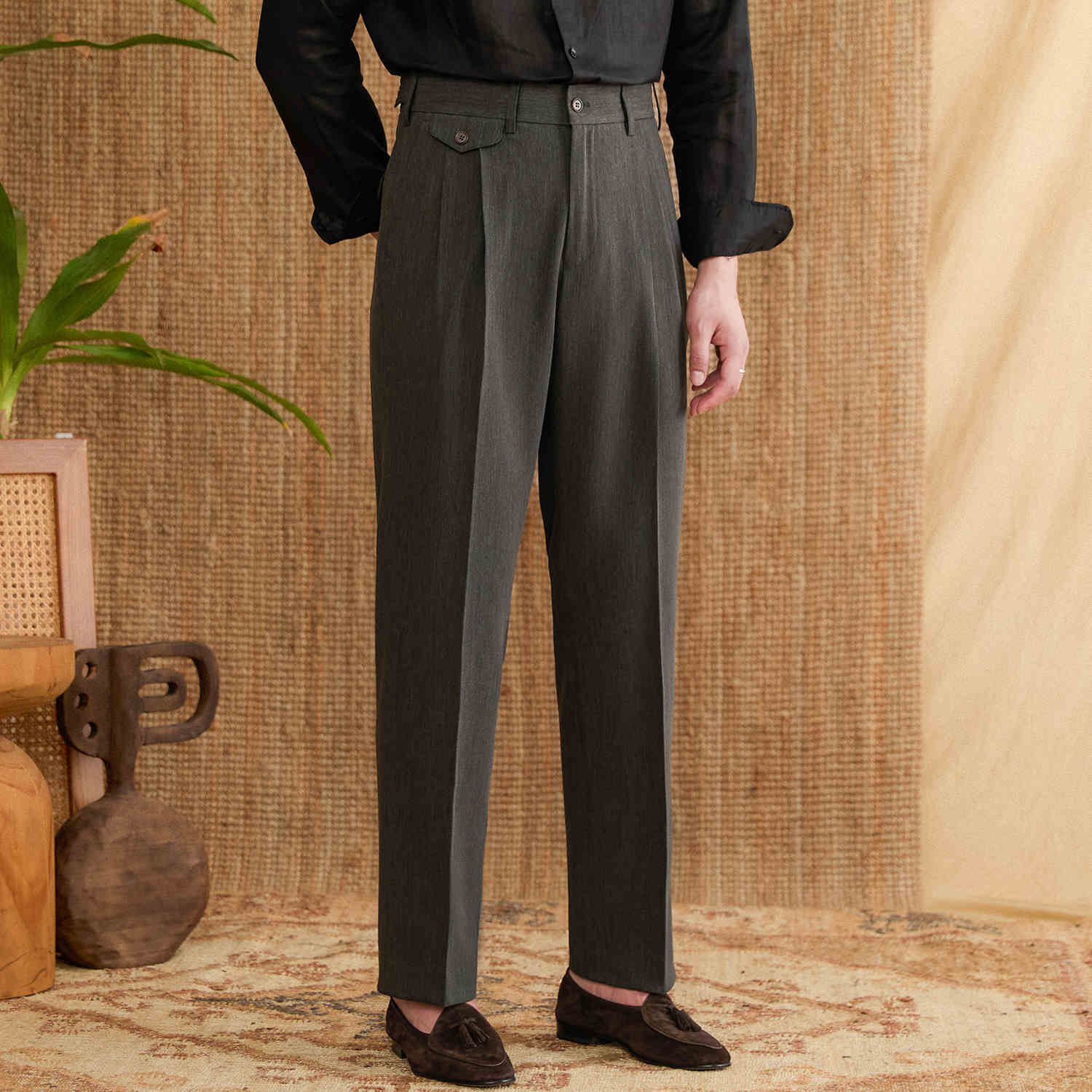 Breathable Business Casual Long Pants Men - Elora Moda