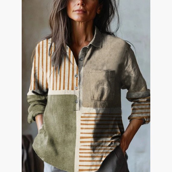 Summer Women's Fashion Printed Long - sleeved Shirt - Elora Moda