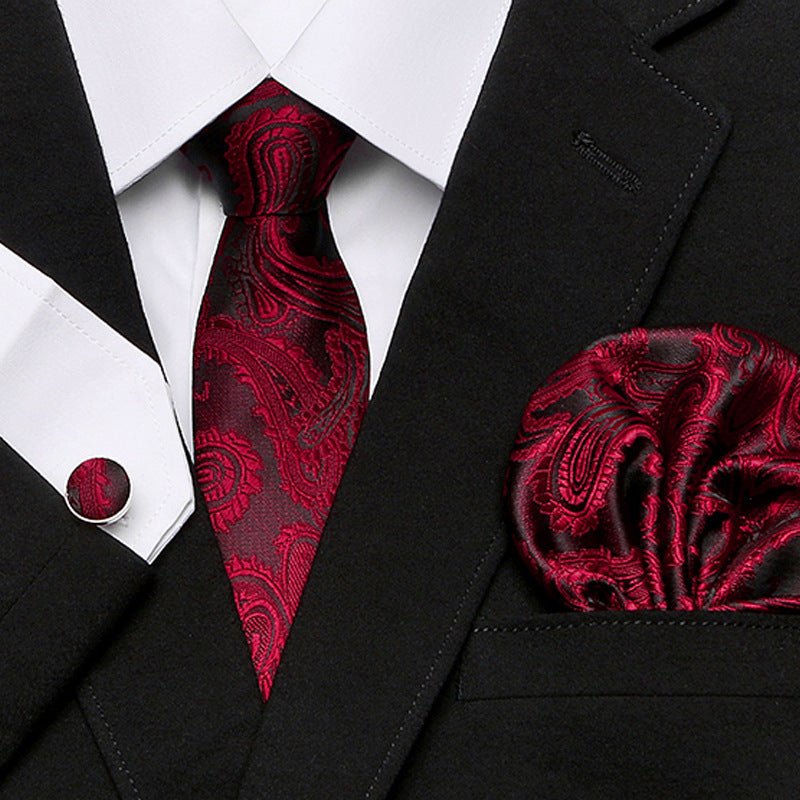 Men's Tie Three - Piece Suit Of New Cashew Flower Series Tie - Elora Moda