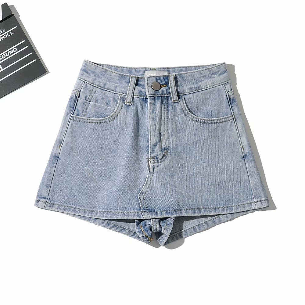 Sheath Ultra Short Denim Skirted Leggings Anti-exposure Underpants Denim European And American