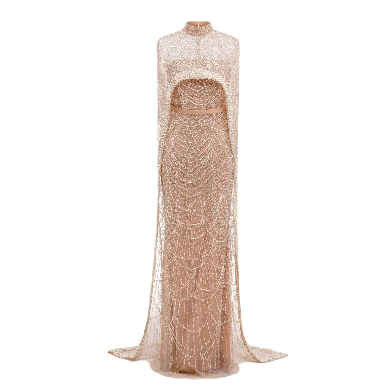 Evening Dress with Pearl Embroidery - Elora Moda