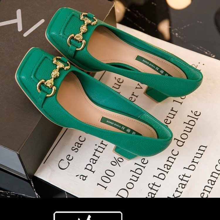 Women's French Mary Jane Chunky Heel Shoes - Elora Moda