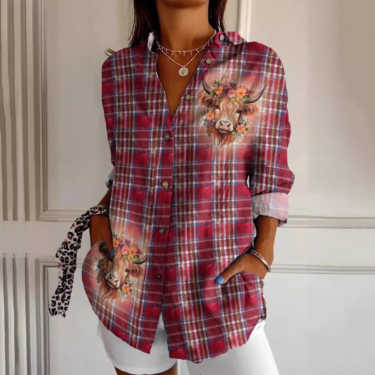 Women's European & American Fashionable Floral Pattern Shirt - Elora Moda