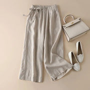 High Waist Side Lace - up Retro Art Elastic - waist Casual Pants For Women - Elora Moda