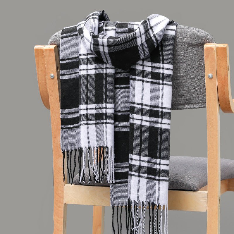 British Plaid Imitation Cashmere with Tassels Men's Scarf - Elora Moda