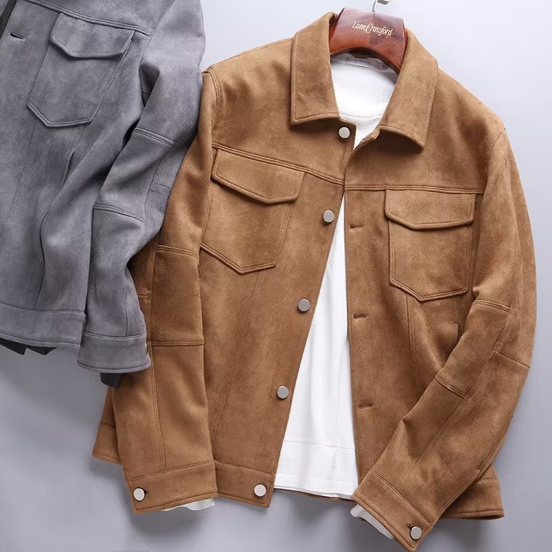 Polo Collar Jacket Loose Casual Top Male - Elora Moda