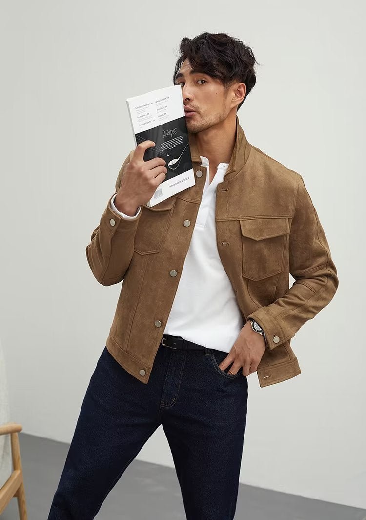 Polo Collar Jacket Loose Casual Top Male - Elora Moda