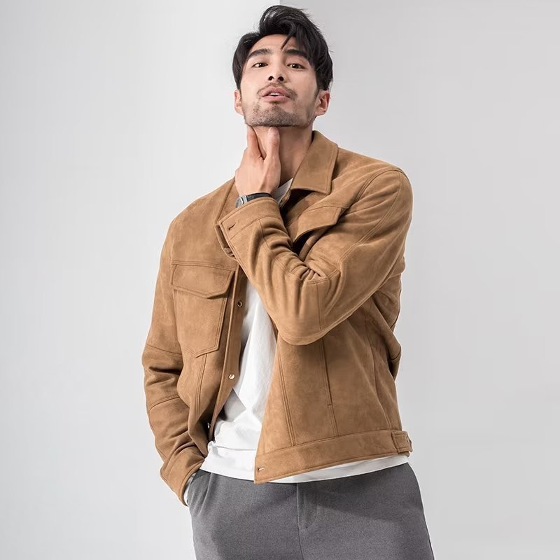 Polo Collar Jacket Loose Casual Top Male - Elora Moda