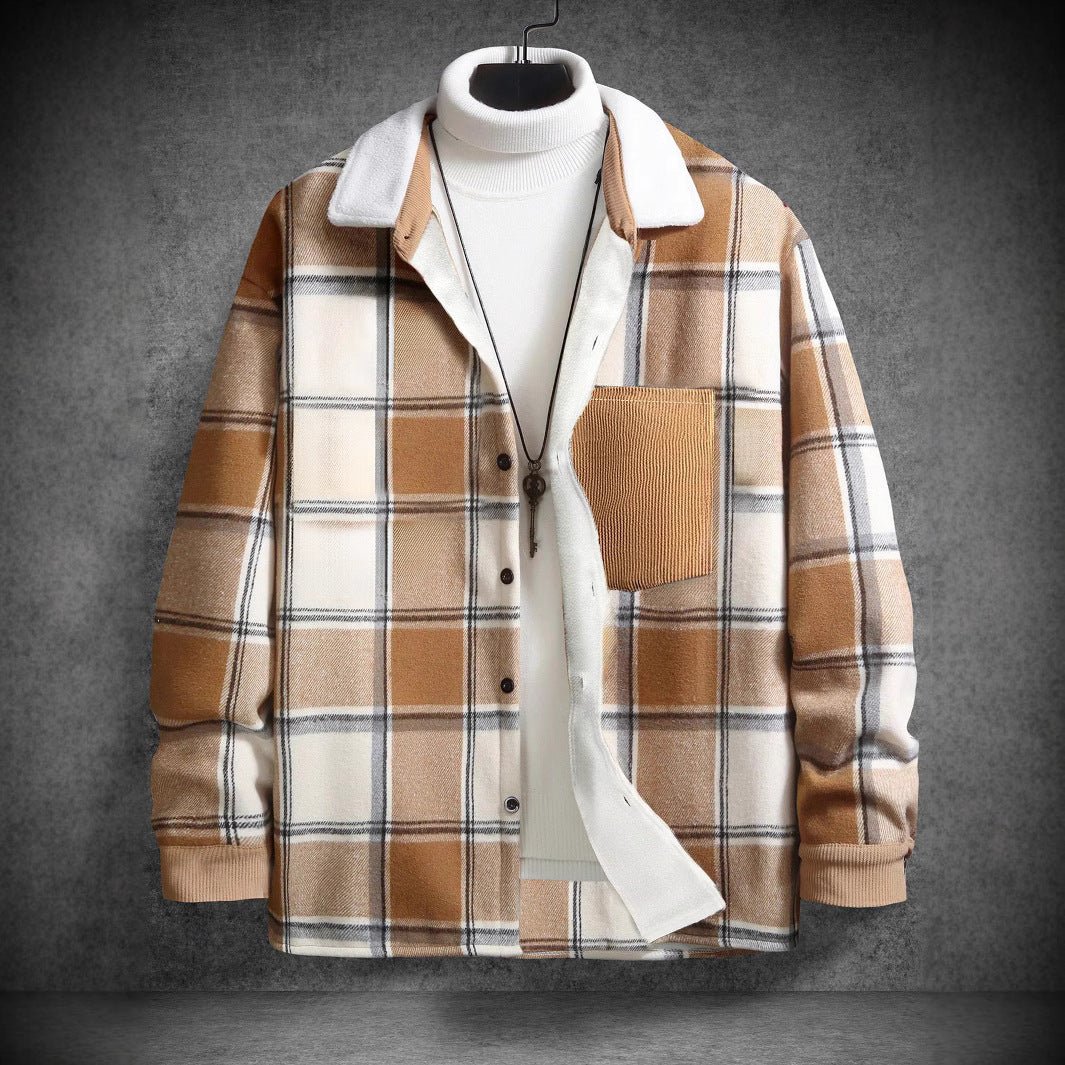 Fashion Men's Retro Outerwear Brushed Shirt Coat - Elora Moda