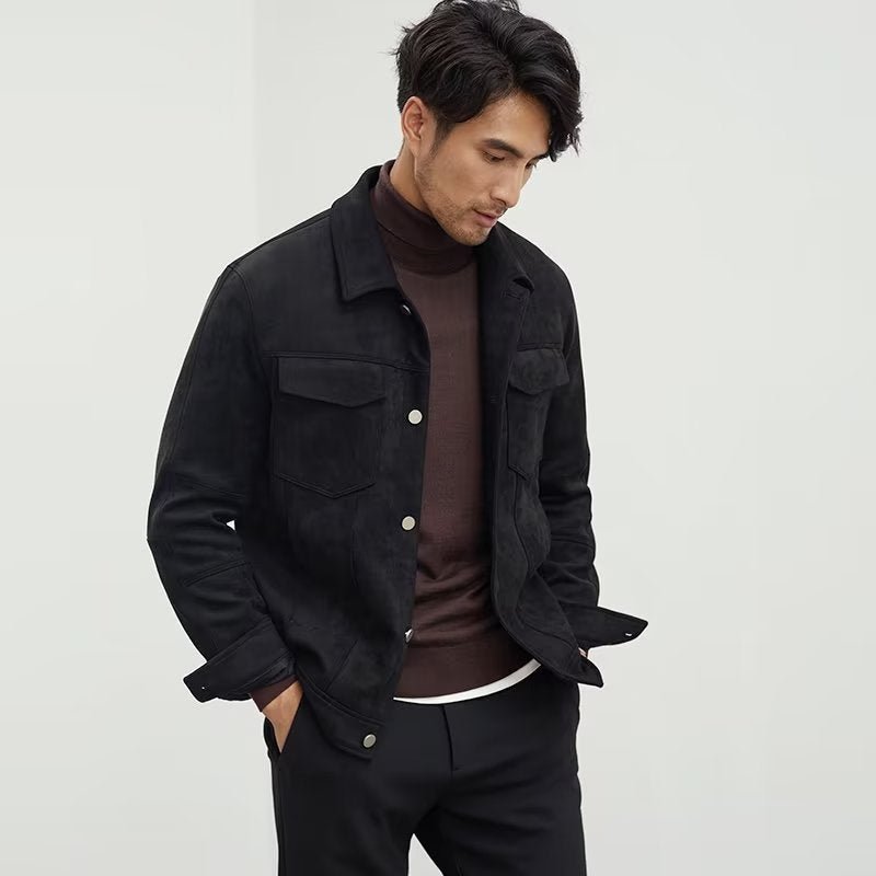 Polo Collar Jacket Loose Casual Top Male - Elora Moda