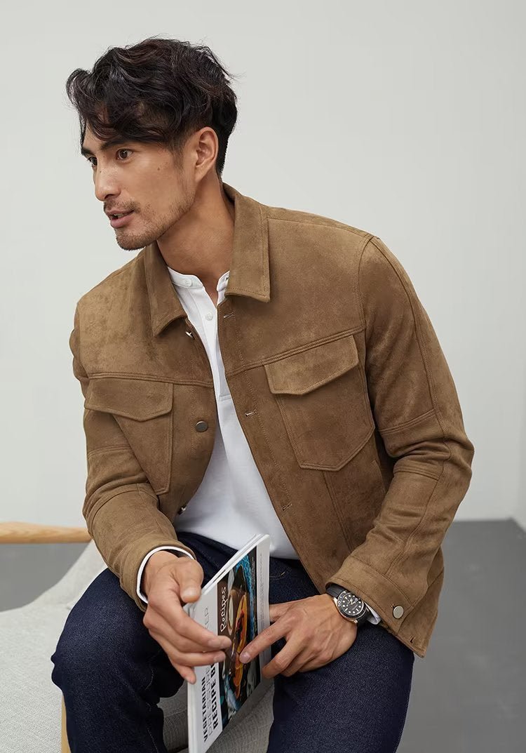 Polo Collar Jacket Loose Casual Top Male - Elora Moda