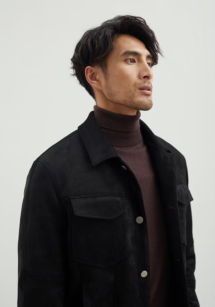 Polo Collar Jacket Loose Casual Top Male - Elora Moda