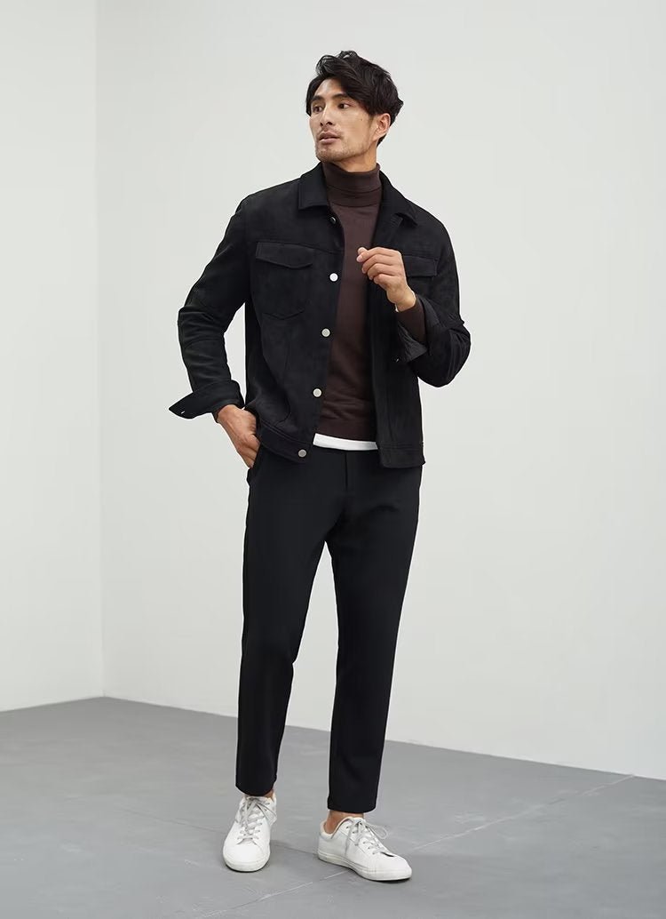 Polo Collar Jacket Loose Casual Top Male - Elora Moda