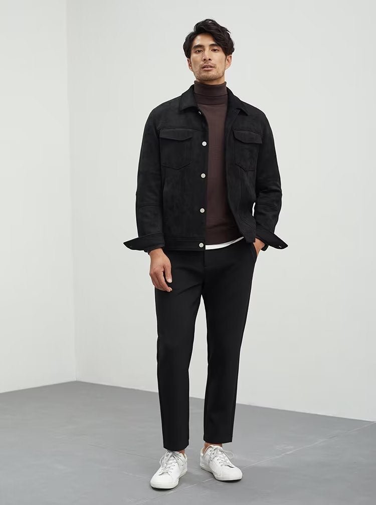 Polo Collar Jacket Loose Casual Top Male - Elora Moda