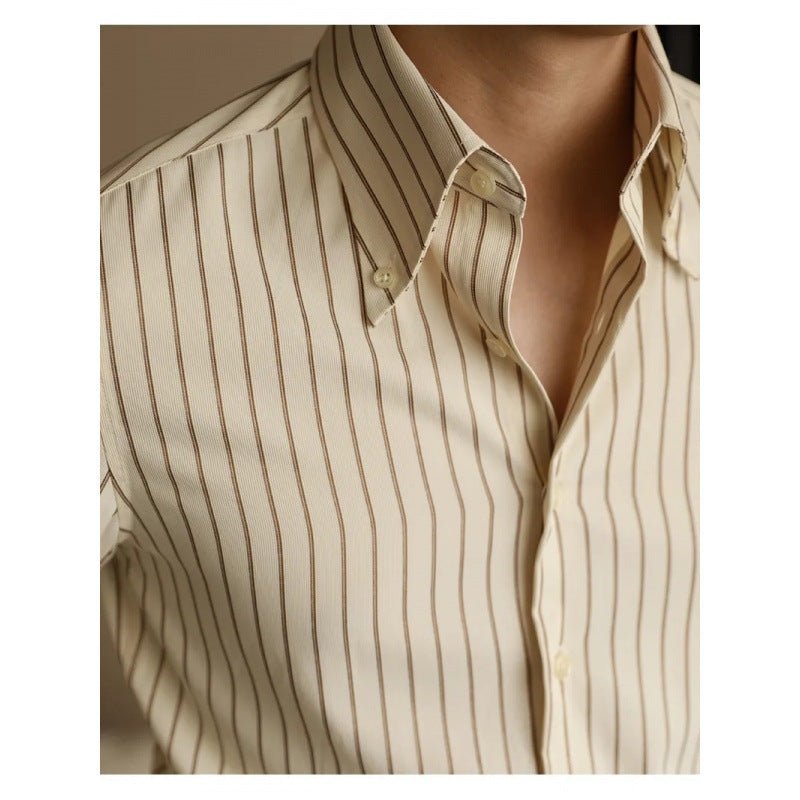 Men's Long Sleeve Fall Slim Fit Casual Striped Shirt - Elora Moda