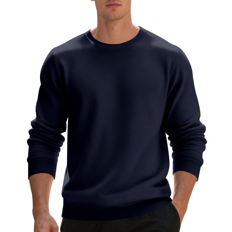 Fleece - lined Crew Neck Sweater Male Loose Casual Top - Elora Moda