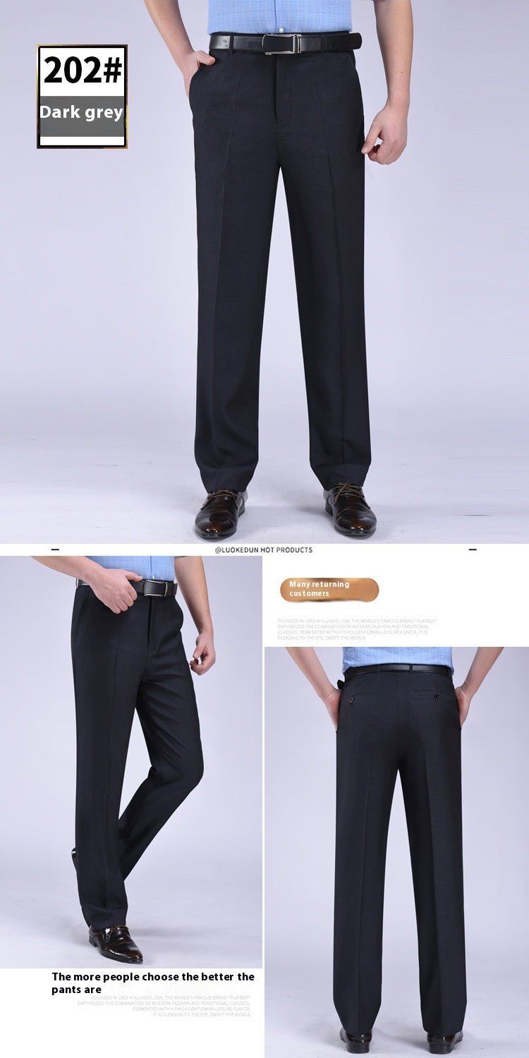 Men's Suit Pants High Waist Loose Business Formal Wear - Elora Moda