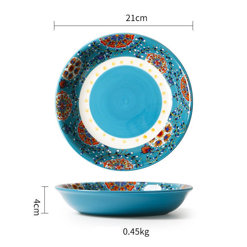 Ceramic Tableware Pastoral Style Home Plate Dinner Plate - Elora Moda