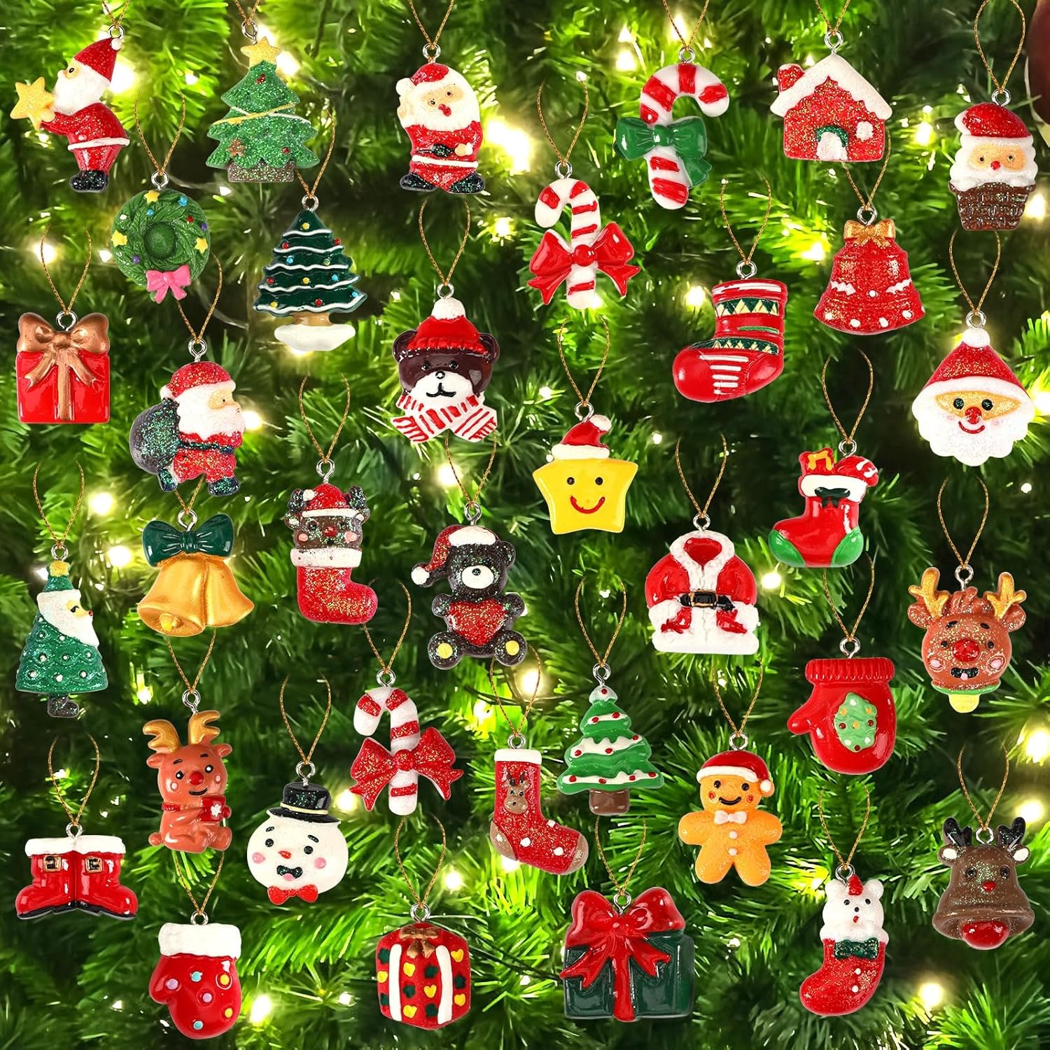 36 - Piece Mini Resin Christmas Ornaments - Elora Moda