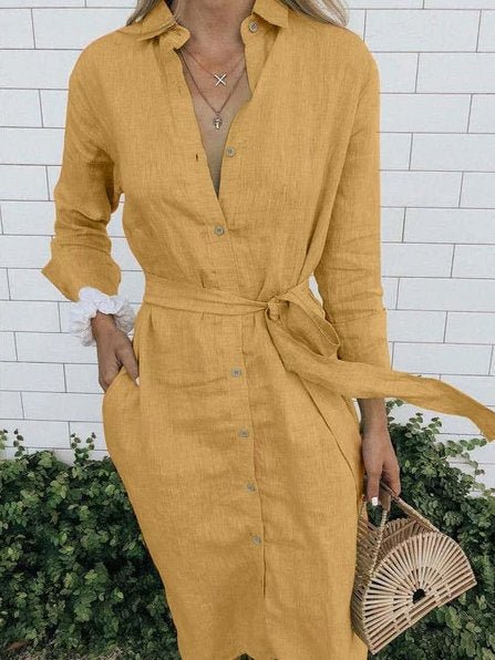 Women Dress Elegant Solid Color Thin Belt - Elora Moda