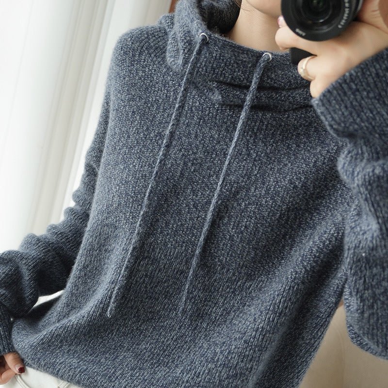Women Solid Color Loose Thick Pullover - Elora Moda