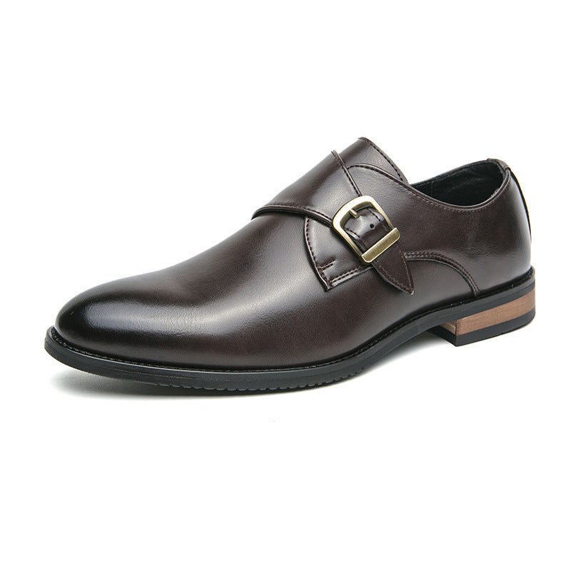 Leather Shoes Men's Business Formal Casual Breathable Increased Slip - on Buckle - Elora Moda