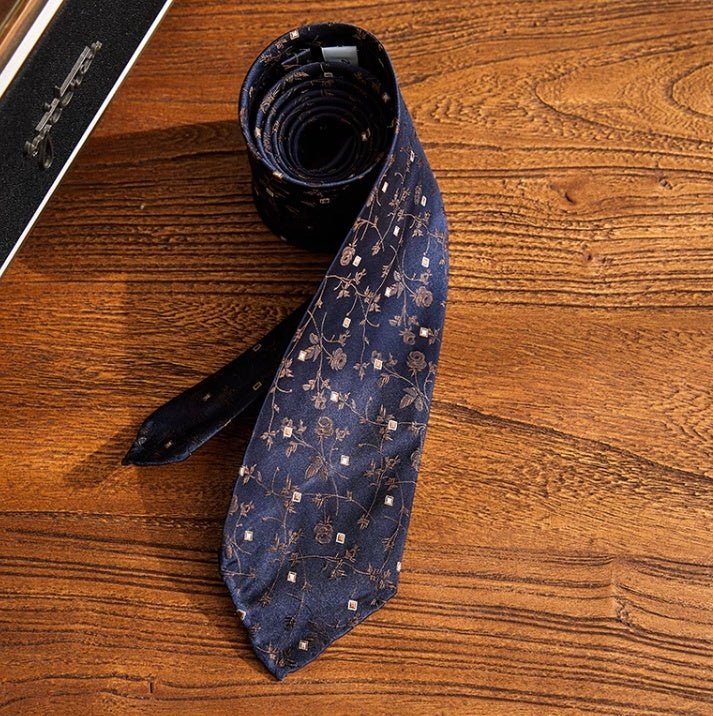 Three - fold Roll Wool Lining Handmade Tie Silk Jacquard Businese Suit Accessories - Elora Moda