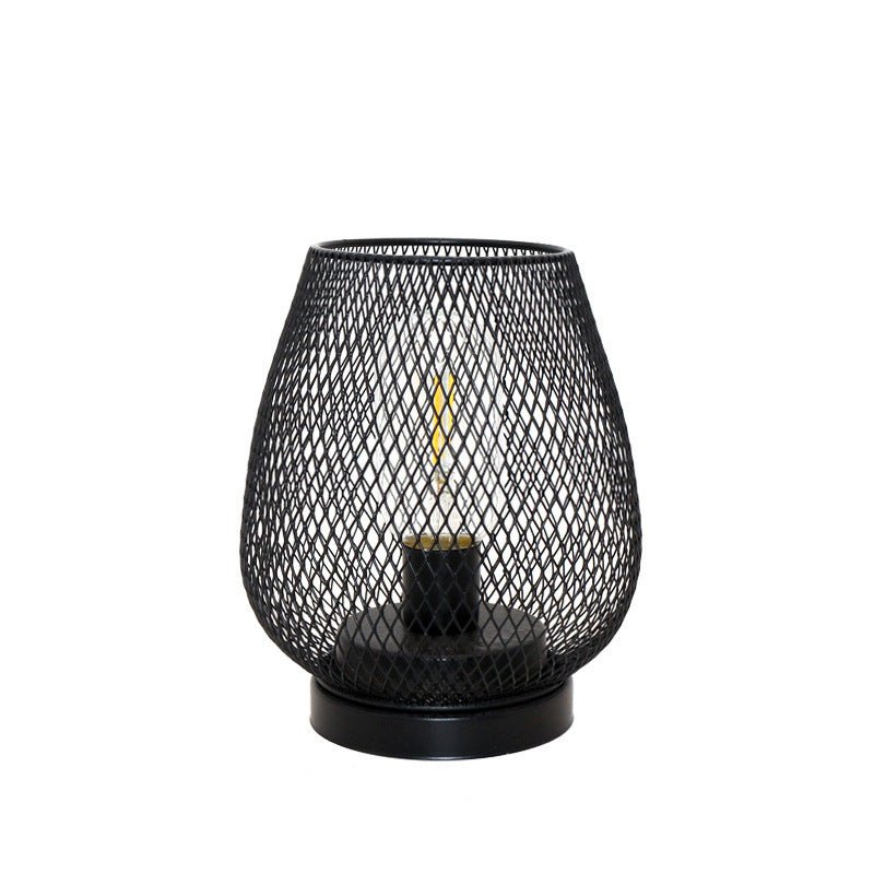 Retro Iron Art Table Lamp Battery Powered Night Light Hollowed Out Birdcage Desk Reading Lamp Bedroom Decor Bedside Table Lamp Home Decor - Elora Moda
