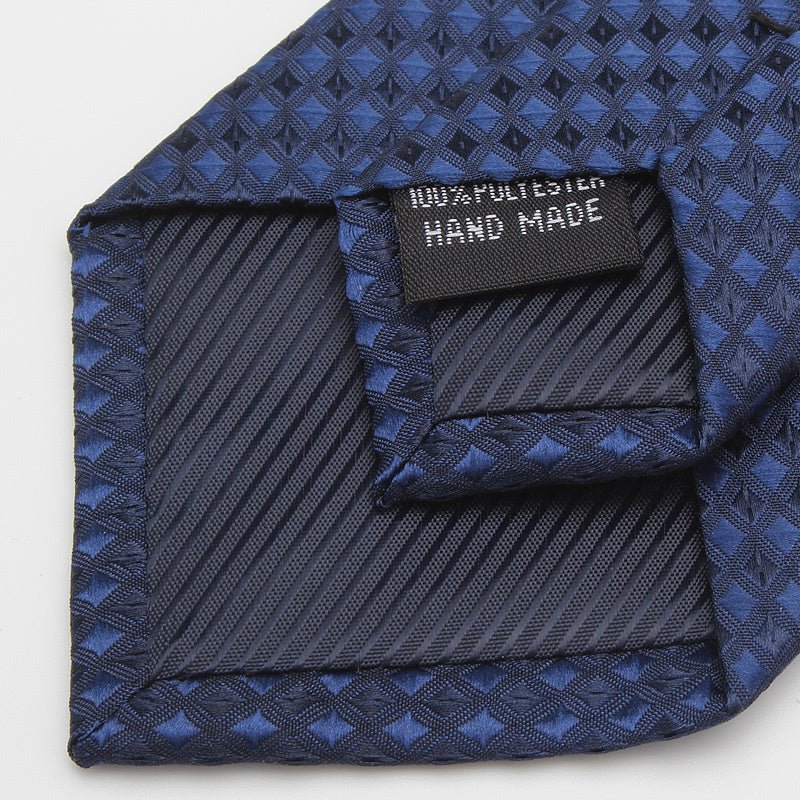 Navy Blue Tie Men's Business Dress 7cm Casual Gradient Plaid - Elora Moda