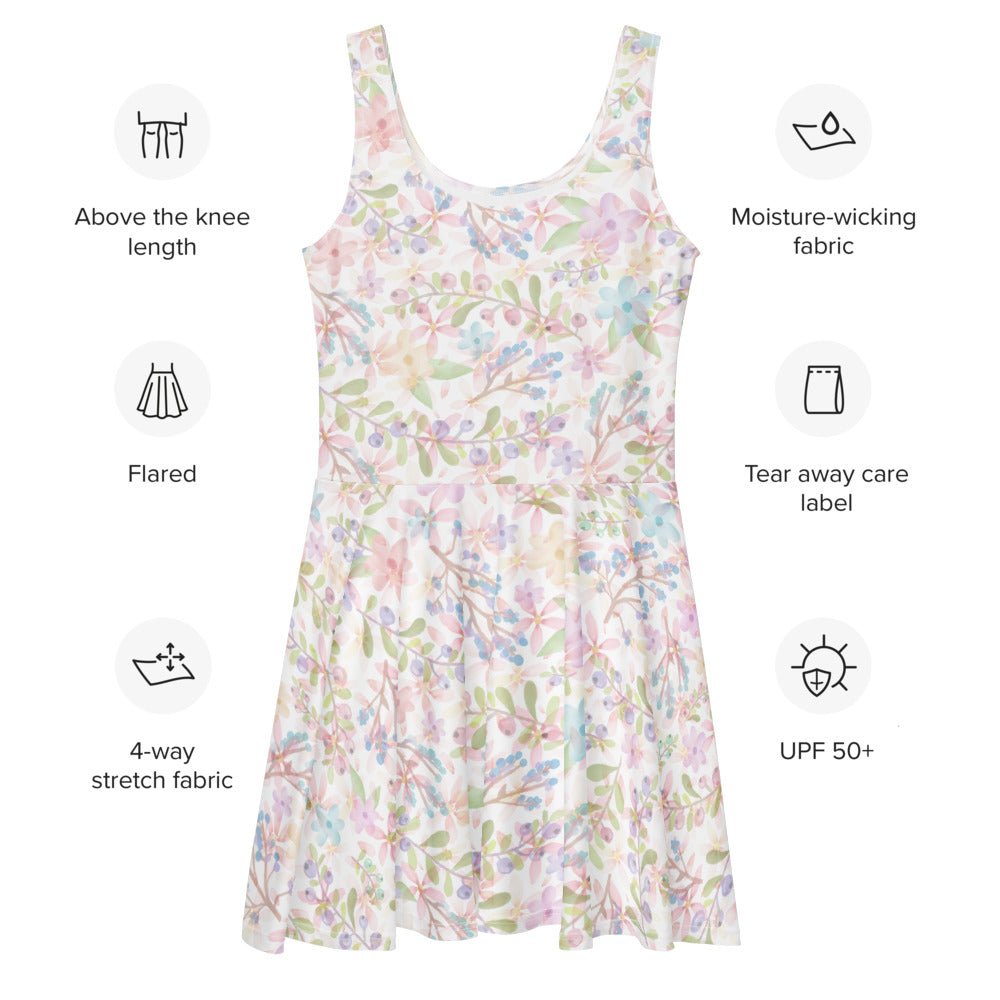 Floral Skater Dress, Cute & Stylish, Perfect for Parties, Beach or Everyday - Elora Moda