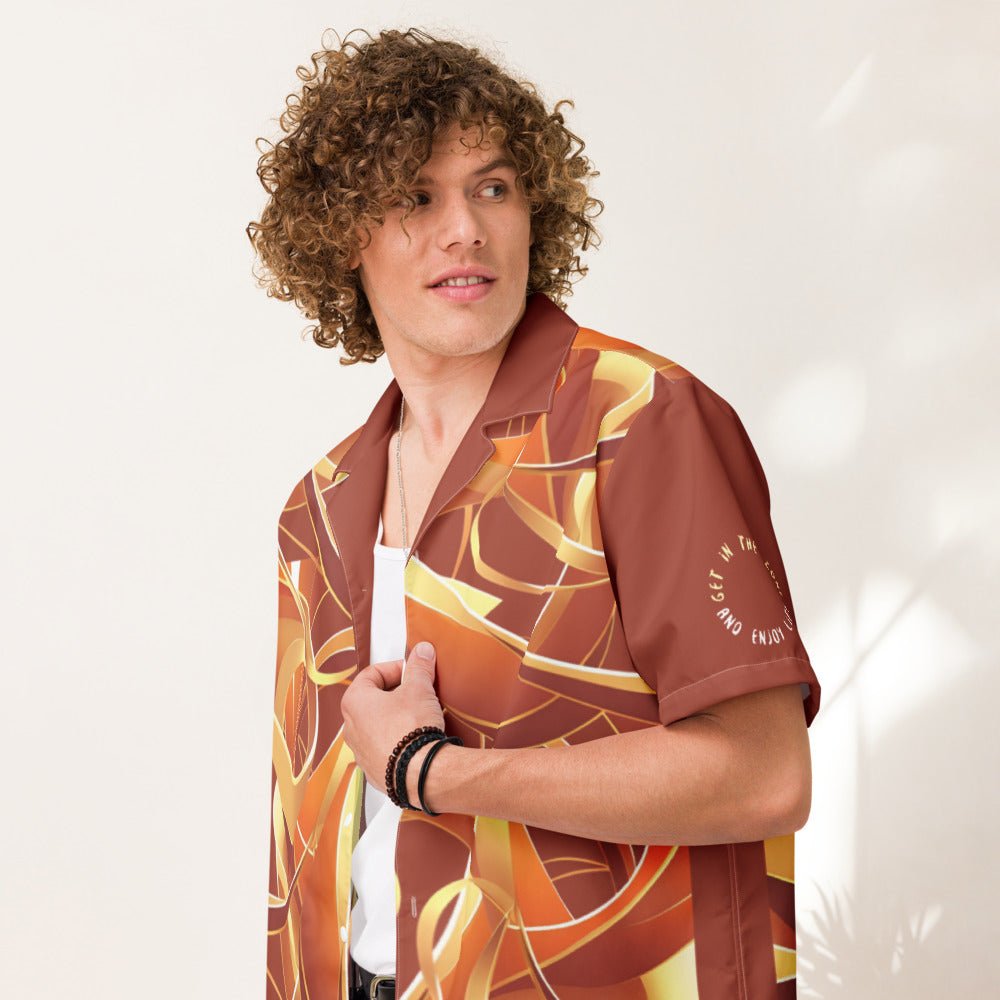 Men button shirt short sleeve surreal print - personalize it - Elora Moda