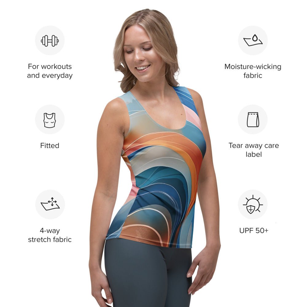 Yoga Top, Sublimation Tank Top, Lightweight Custom Printed Sleeveless Shirt, Comfortable Summer Activewear Tee - Elora Moda