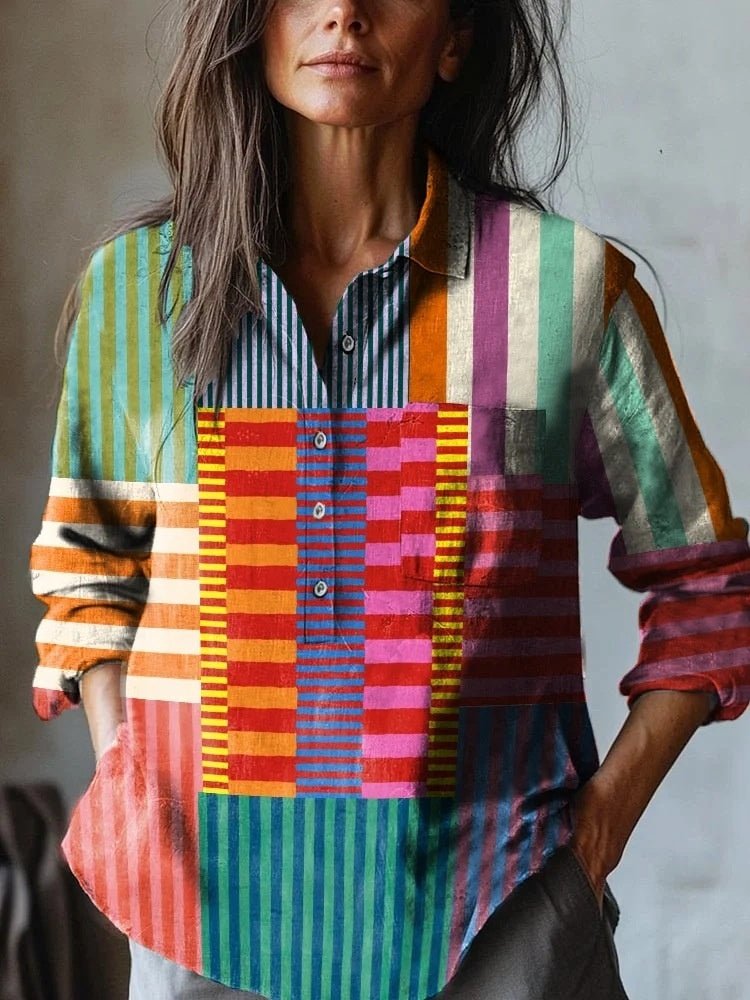 Summer Women's Fashion Printed Long - sleeved Shirt - Elora Moda
