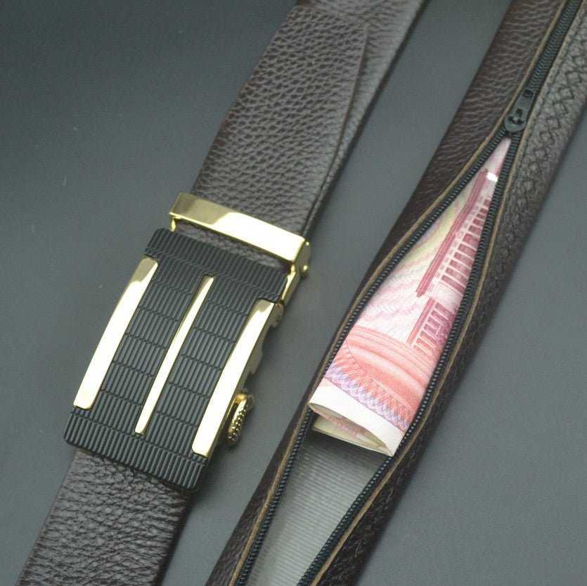 First Layer Cow Leather Belt Can Hide Money - Elora Moda
