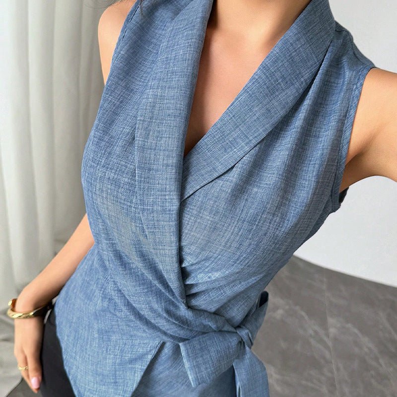 Fashionable Elegant Women's Slim Sleeveless Shirt - Elora Moda