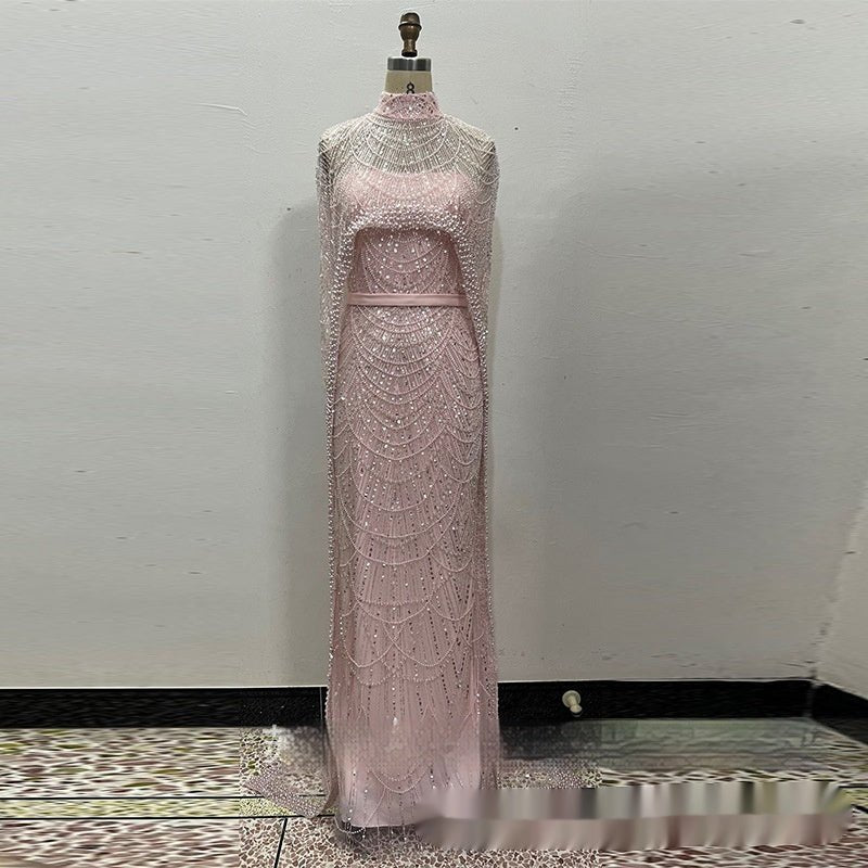 Evening Dress with Pearl Embroidery - Elora Moda