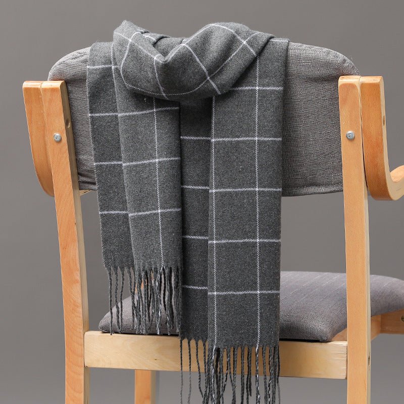 British Plaid Imitation Cashmere with Tassels Men's Scarf - Elora Moda